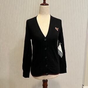 COACH 1941 Women's Cashmere Knit Cardigan with Rexy Patch Size S In Black